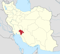 イランにおけるコフギールーイェ・ブーイェル＝アフマド（塗りつぶし部）。