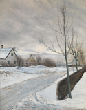 L. A. Ring, Road in the Village of Baldersbrønde (Winter Day), 1912