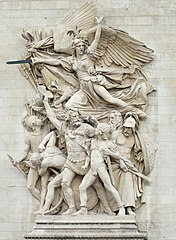 François Rude, Le Départ des volontaires de 1792 [La salida de los voluntarios de 1792] (1836), Paris, Arco de Triunfo