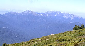 La donna morta vista dalle vicinanze della vetta di Peñalara.  Da quel luogo non si può vedere la famosa sagoma che dà il nome a questo ramo della Sierra de Guadarrama.