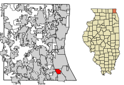 Localização de Bannockburn em Lake County, Illinois.