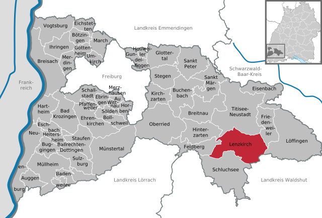 Läget för Lenzkirch i Landkreis Breisgau-Hochschwarzwald