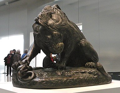 Barye, Lion au serpent 1832 bronze. Paris Musée du Louvre.