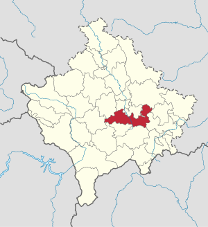 Lage der Gemeinde Lipjan im Kosovo (anklickbare Karte)