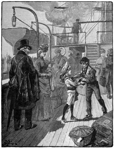 DICK BOARDS THE STEAMER TO BID GOOD-BYE TO LORD FAUNTLEROY.