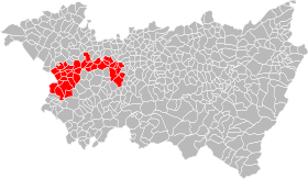 Umístění komunity obcí Bulgnéville mezi Xaintois a Bassigny