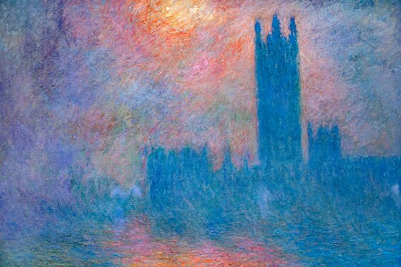 Londres, le Parlement, trouée de soleil dans le brouillard, de Monet, 1904.
