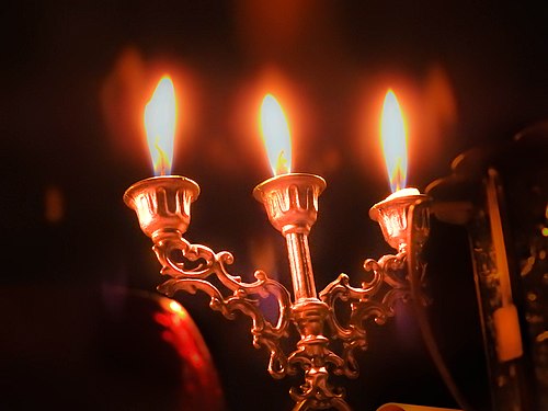 Lit candelabra