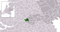 Выделенное положение Лингеваала на муниципальной карте Гелдерланда