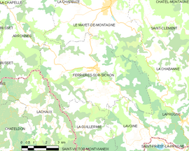 Mapa obce Ferrières-sur-Sichon