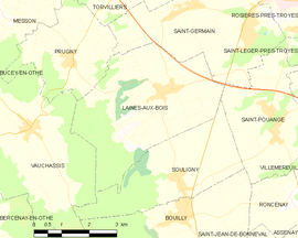 Mapa obce Laines-aux-Bois