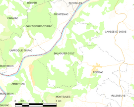 Mapa obce Balaguier-d’Olt