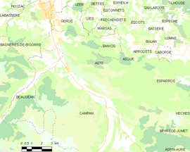 Mapa obce Asté