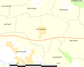 Mapa obce Gottesheim