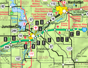 2005 KDOT Map of Geary County (map legend) Map of Geary Co, Ks, USA.png