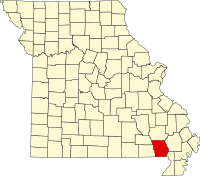 Округ Батлер на мапі штату Міссурі highlighting