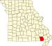 Map of Missouri highlighting Butler County