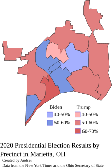 Results from the 2020 Presidential Election in Marietta, the county's largest city. Marietta2020.svg