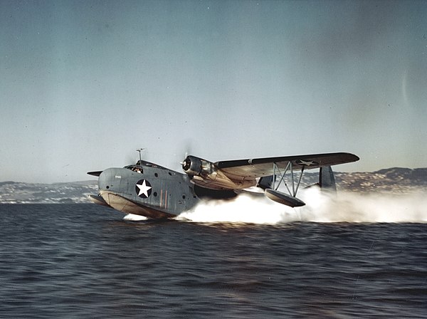 A transport Mariner takes off in 1942