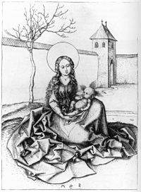 Martin Schongauer - Madonna and Child in the Couryard - WGA21031.jpg