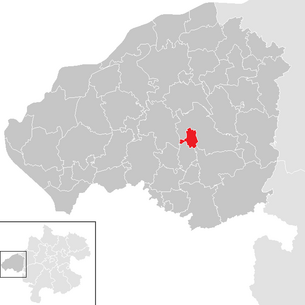 Lage der Gemeinde Mattighofen im Bezirk Braunau am Inn (anklickbare Karte)