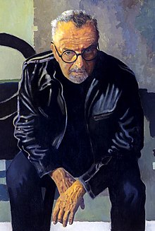 "Max at 90" self-portrait by Max Hayslette (2019), original work held by the Main Downtown Library at West Virginia University, Morgantown. Max at 90 cropped.jpg