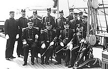 Capt. Michael A. Healy (seated second from left) with the officers of the Bear (ca. 1885-95) Michael-a-healy-and-officers.JPG