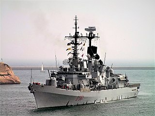 Italian destroyer <i>Francesco Mimbelli</i> (D 561) Durand de la Penne-class guided missile destroyer