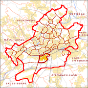 Frankfurt map showing Niederrad