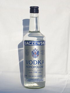 Vodka alcoholic distilled beverage