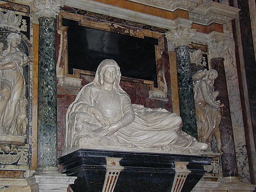 Gravmonument över Lesa Deti (påve Clemens VIII:s mor) i Cappella Aldobrandini i Santa Maria sopra Minerva. Mariani har utfört skulpturen Religionen till höger.