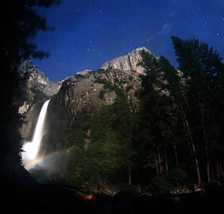 Spray moonbow at the Lower Yosemite Fall