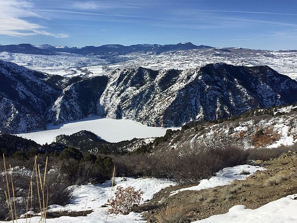 Morrow Point Reservoir in winter.