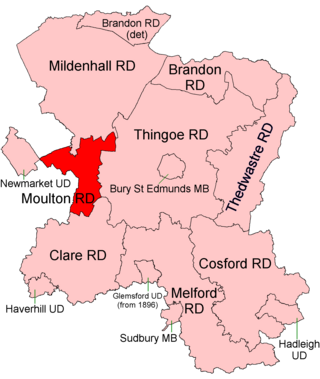 <span class="mw-page-title-main">Moulton Rural District</span> Former rural district in West Suffolk, England