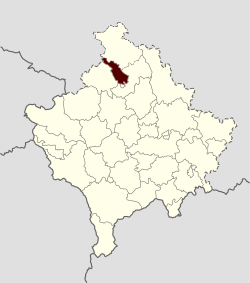 Location of the municipality of Zvečan within Kosovo