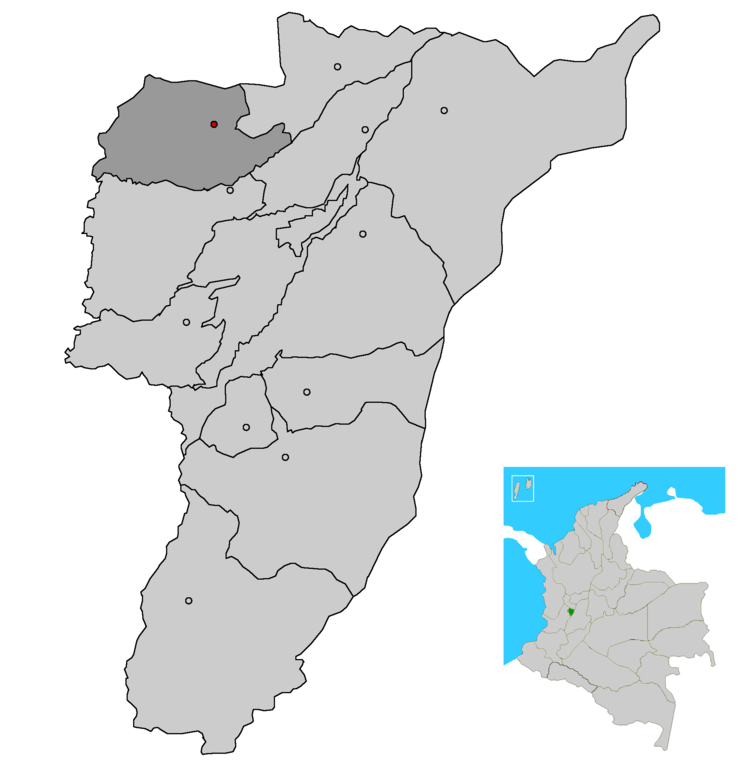 Location of the town and municipality of Quimbaya, where the Quimbaya planes were found