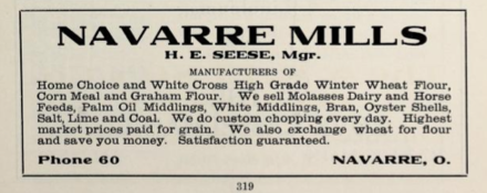 1915 advertisement for Navarre Mills
