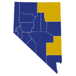 Republican caucus results by county.
Donald Trump
Ted Cruz Nevada Republican Presidential Caucuses Election Results by County, 2016.svg