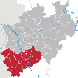 Mapa da Renânia do Norte-Vestfália com destaque para Colônia