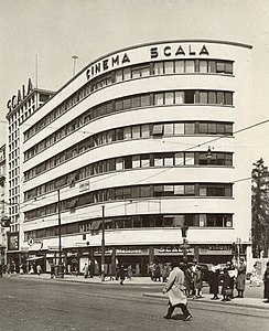 Cinema Scala pe Bulevardul Gheorghe Magheru, București, de Rudolf Fränkel (1935)[73]