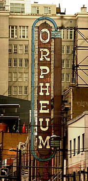 The sign above the Orpheum's marquee