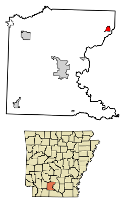 Location of Bearden in Ouachita County, Arkansas.