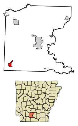 Location of Stephens in Ouachita County, Arkansas.