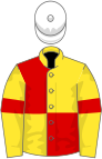 Yellow and Red (quartered), Yellow sleeves, Red armlets, White cap