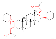 Pancuronium acetylcholine chemical structure Pancuronium acetylcholine-highlighted.png