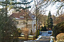 Villa Berglas with enclosure, retaining wall with stairs and garage, greenhouse (bowling alley), bathhouse, gardener's house and garden