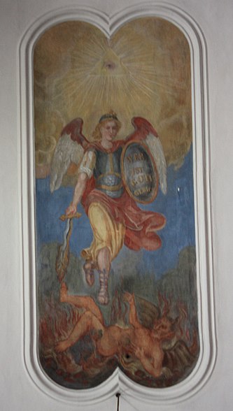 Parish church of Micheldorf, Carinthia
Ceiling painting - Archangel Michael Pfarrkirche St Vitus in Micheldorf, Deckengemalde - Erzengel Michael.jpg