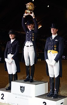 Winner's podium at the CDI 5 * Mechelen 2013 - stage of the World Dressage Masters