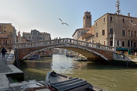 The Ponte delle Guglie in Venice on the Cannaregio Canal in Venice