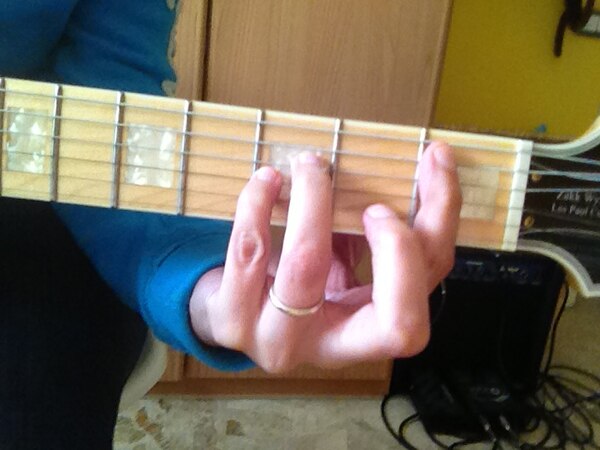 A power chord being fretted